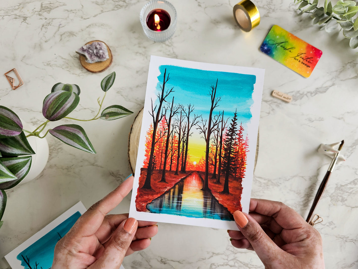 Golden Horizon | Vibrant Forest Painting Print