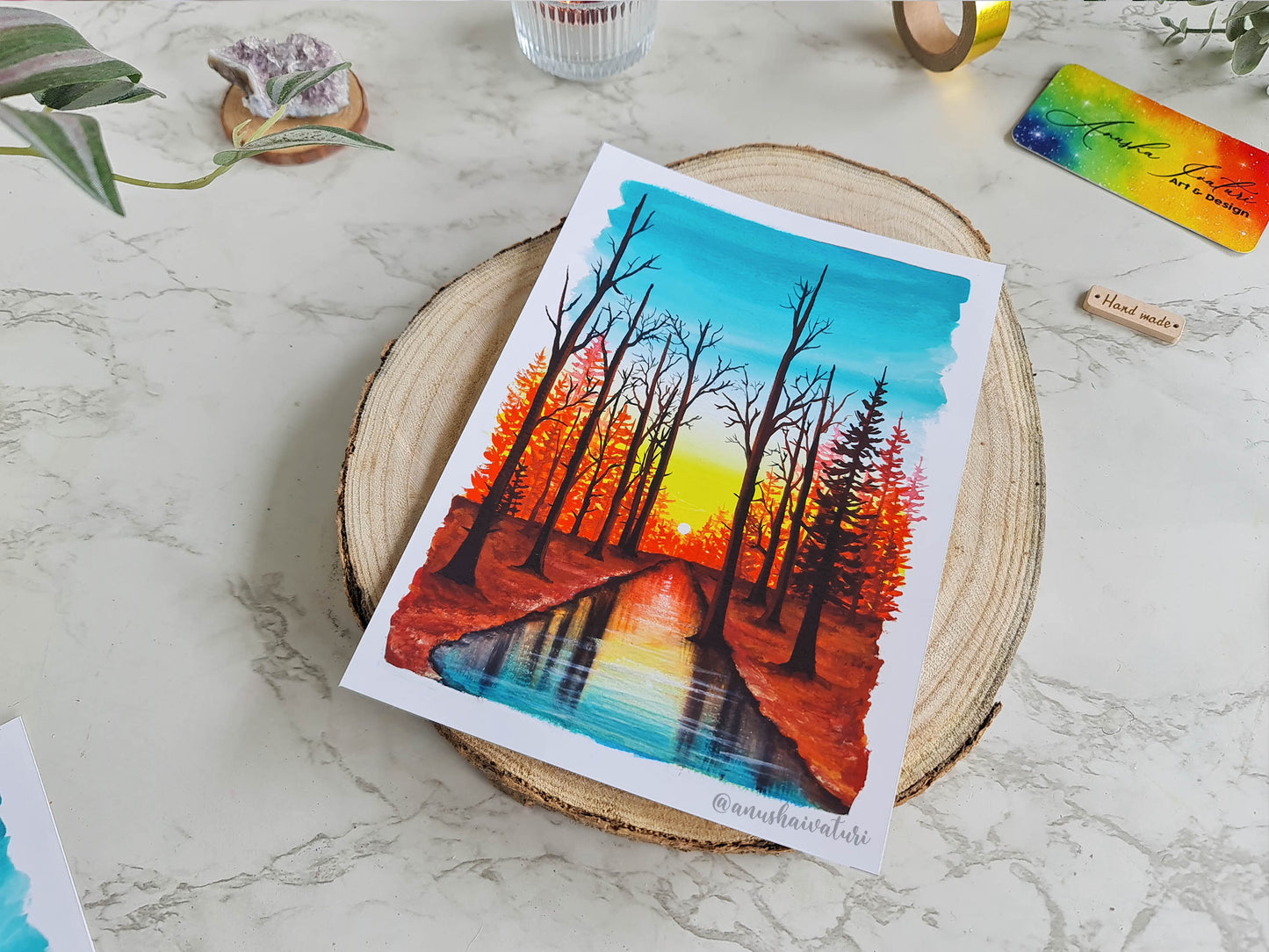 Golden Horizon | Vibrant Forest Painting Print