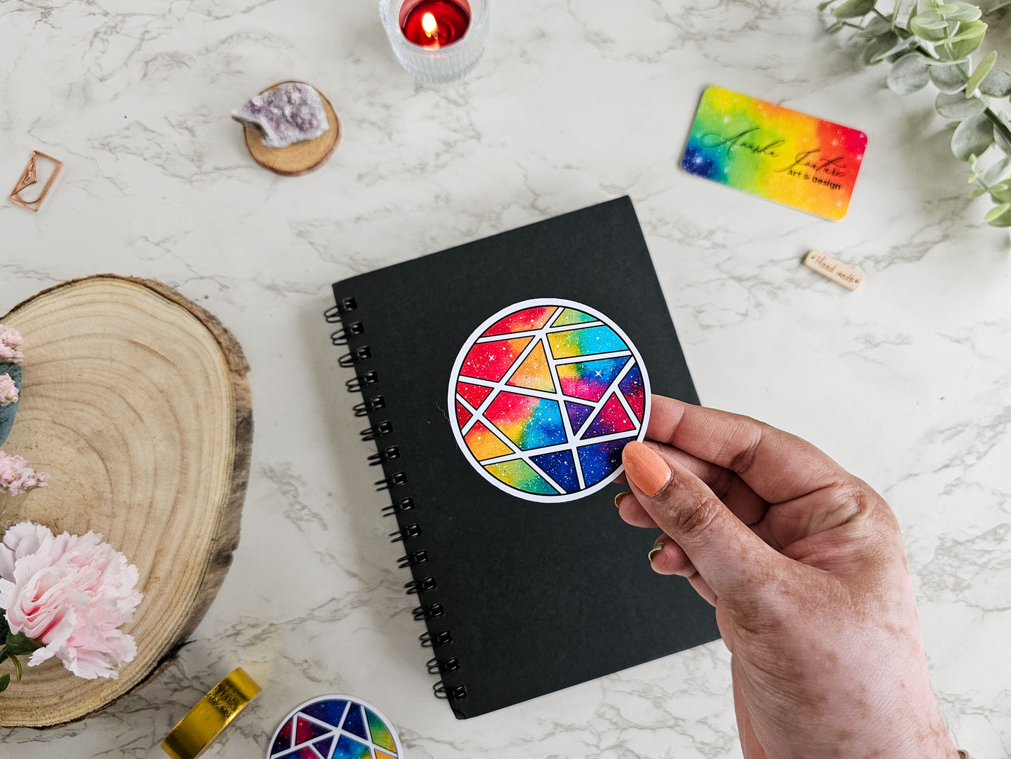 Geometric Rainbow Sticker | Cute Vinyl Laptop Stickers