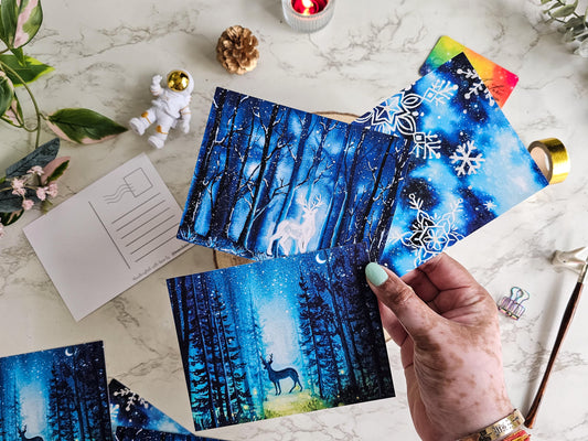 Set of 3 Christmas Winter Theme Postcards