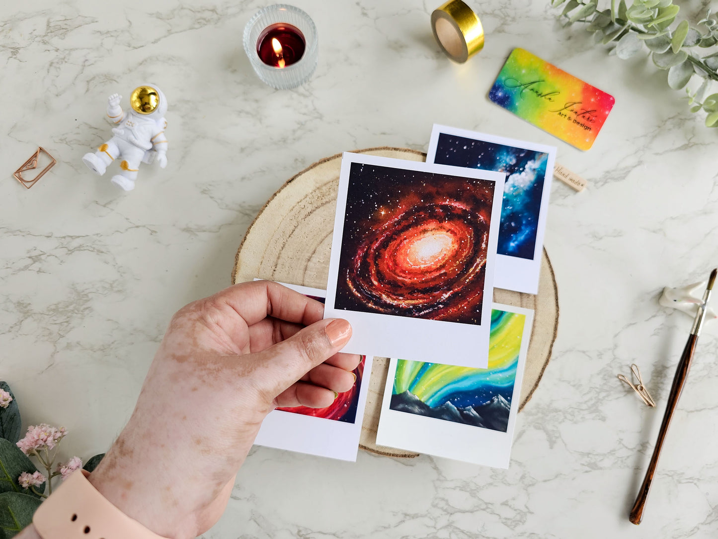 Set of 4 Polaroid Prints | Cute Polaroid style Space Art prints