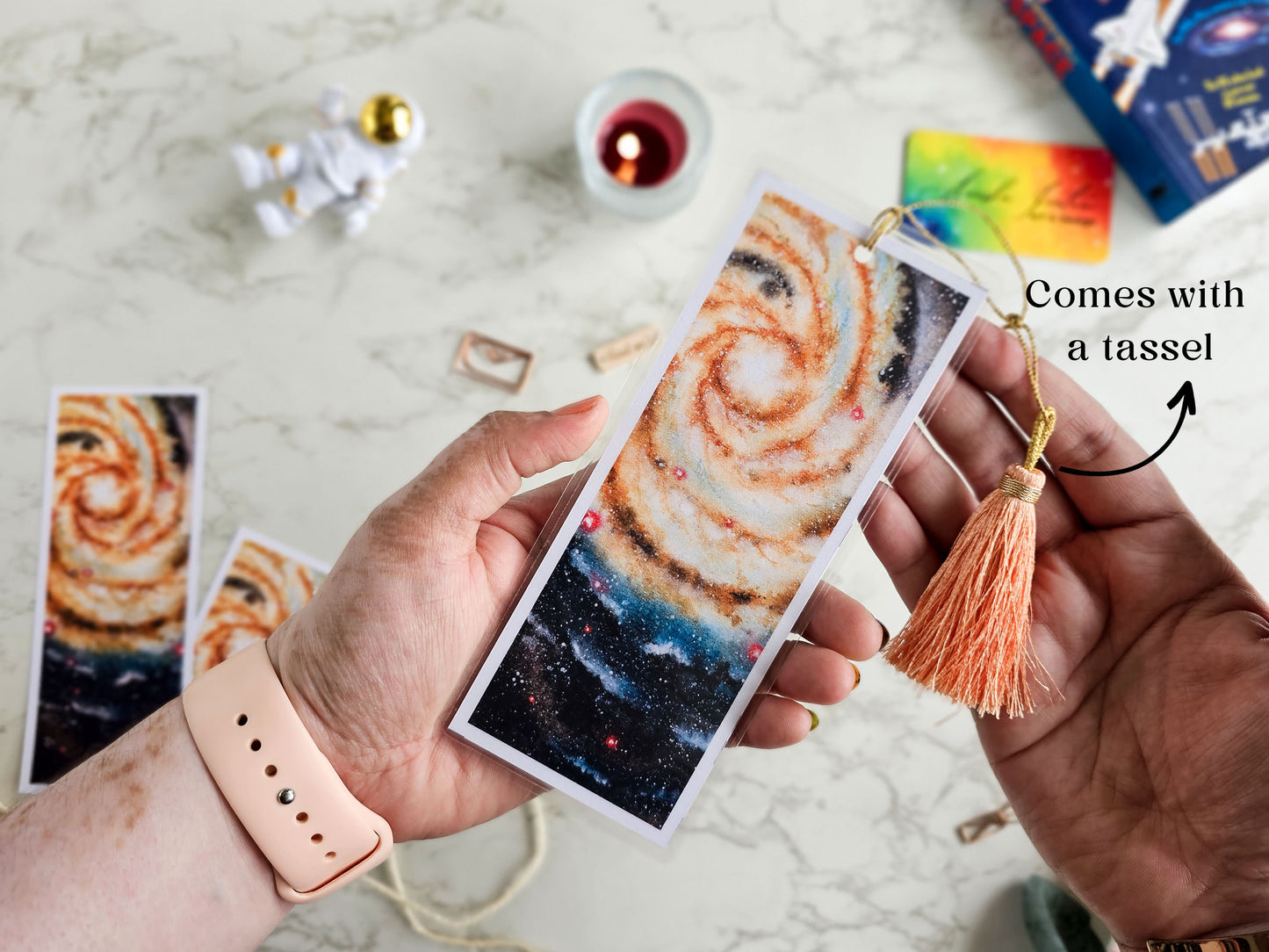 Watercolor Spiral Galaxy Bookmark