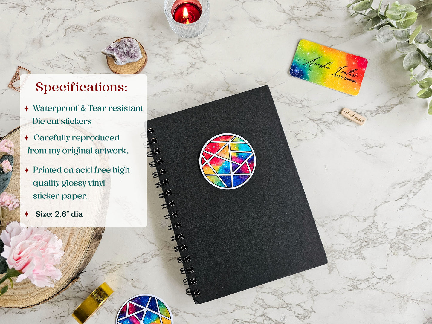 Geometric Rainbow Sticker | Cute Vinyl Laptop Stickers