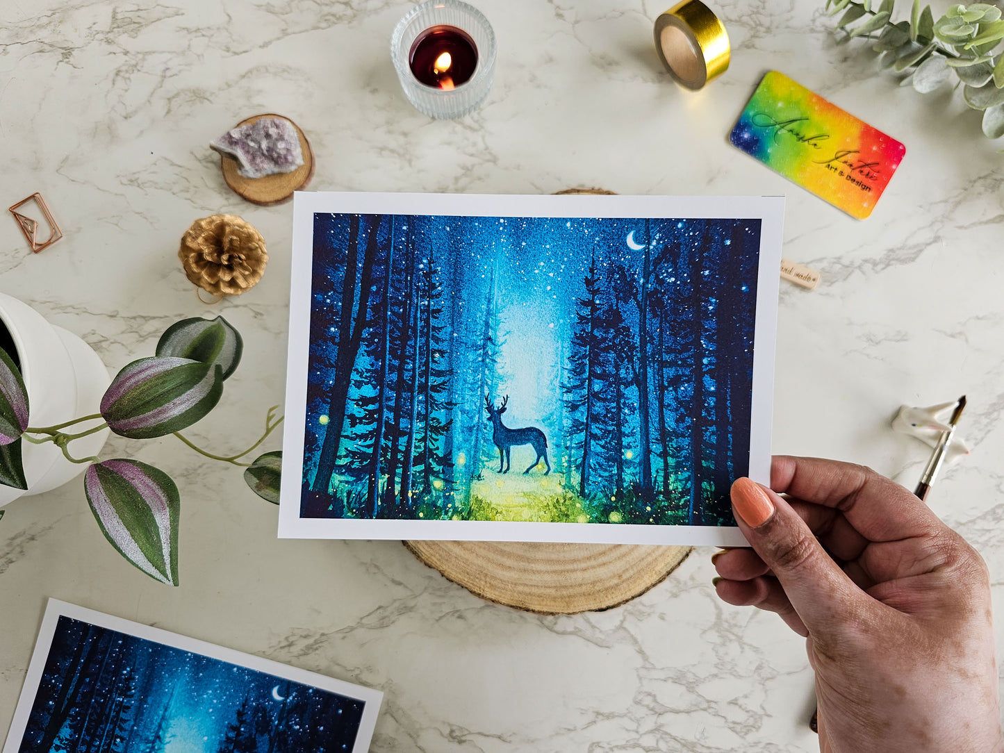 Winter's Whisper: Magical Nocturne | Winter Forest Painting Print