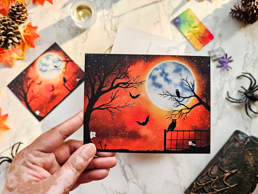 Halloween Spooky Season Postcard | Halloween watercolor notecards