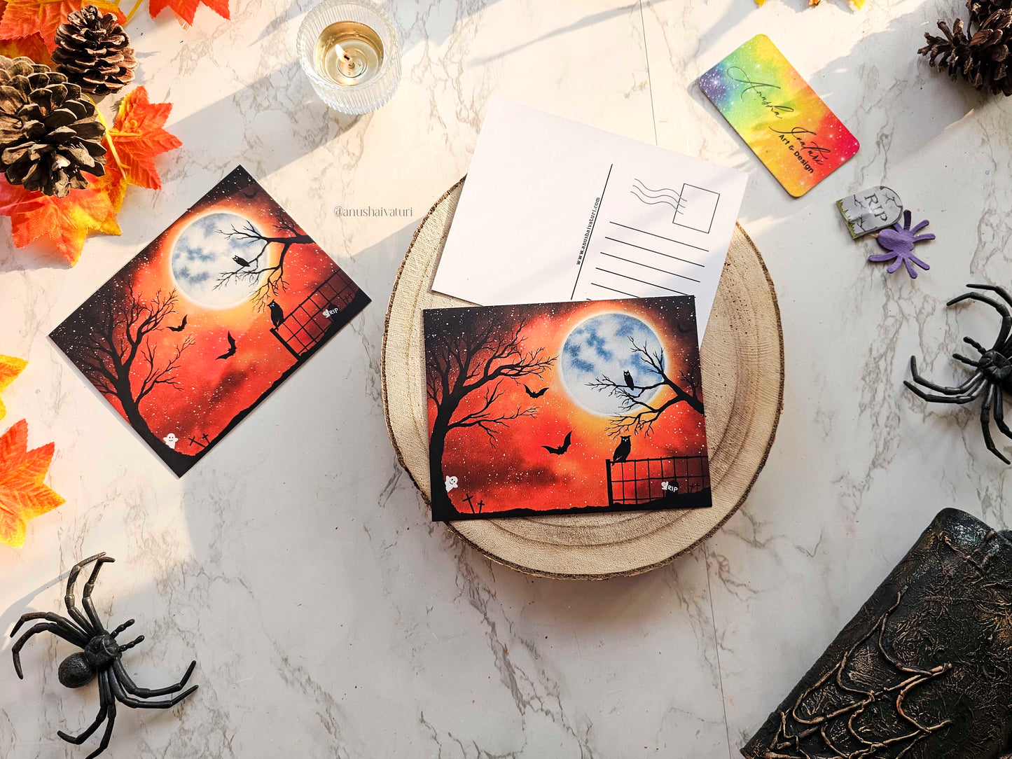 Halloween Spooky Season Postcard | Halloween watercolor notecards