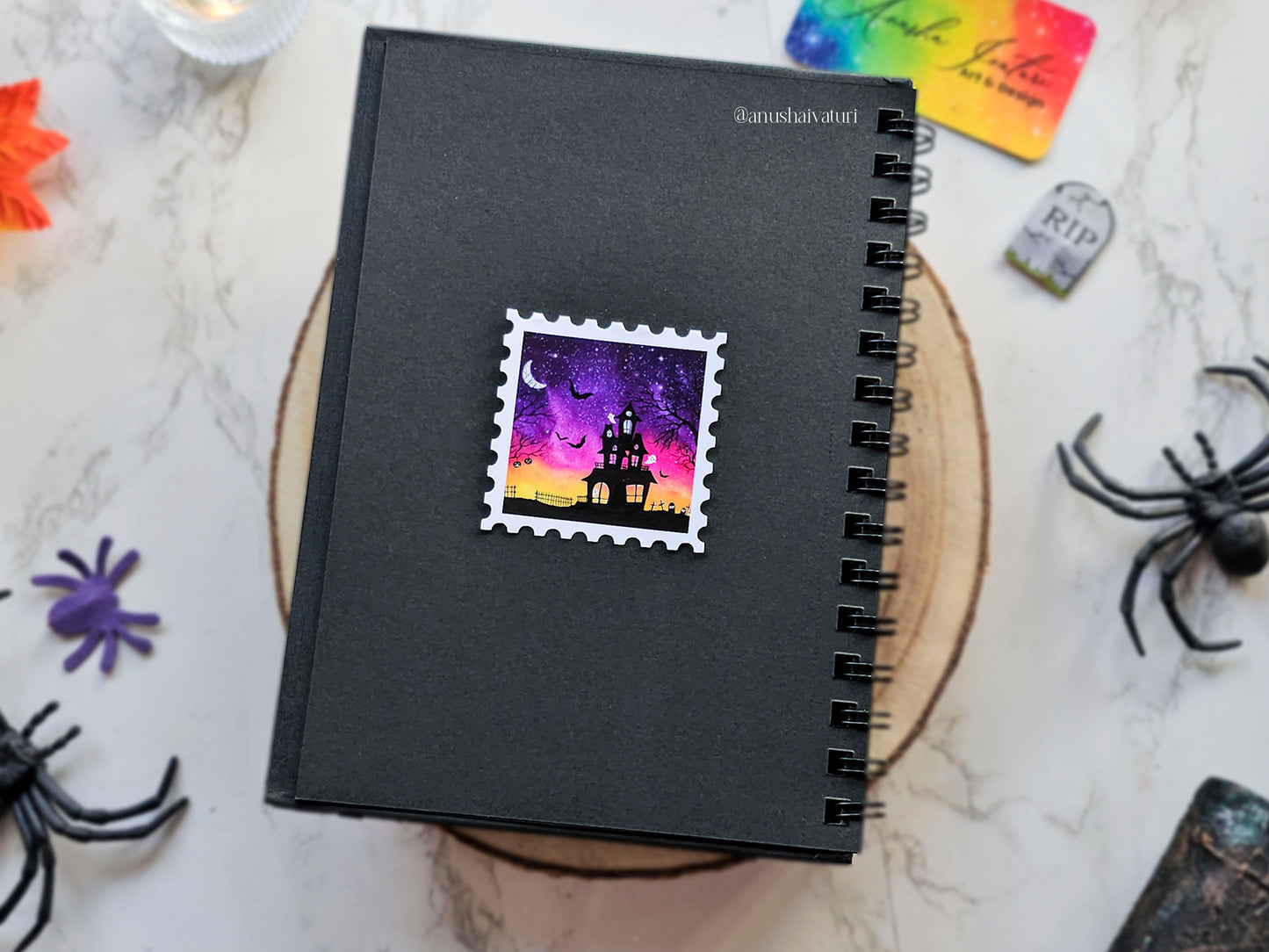 Halloween Haunted House Stamp Sticker | Cute Vinyl postage stamp stickers