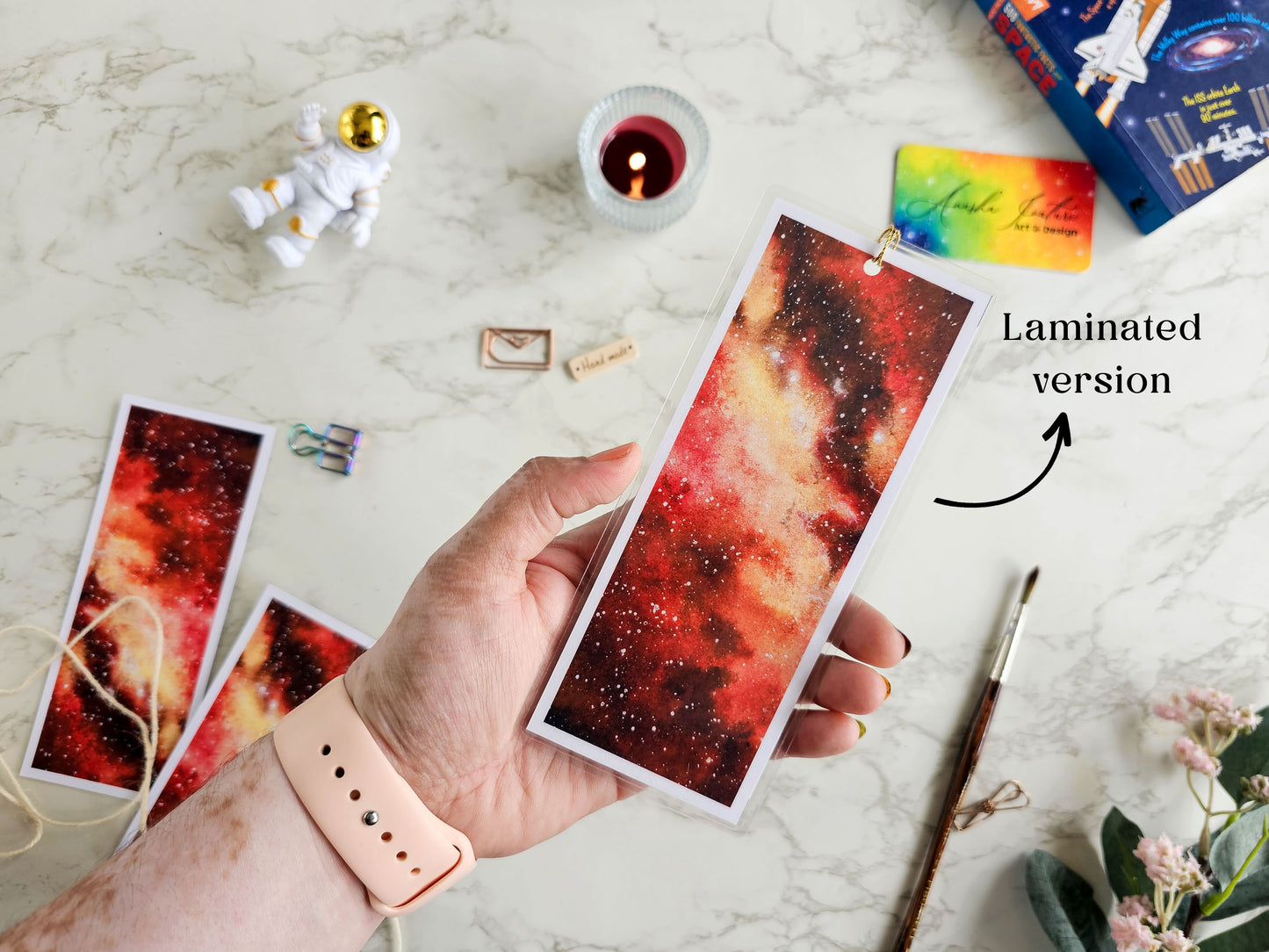 Watercolor Milky Way Galaxy Bookmark